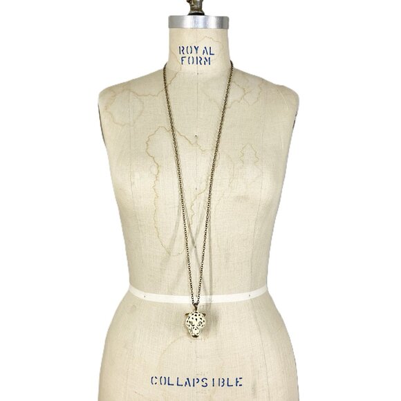 Long Necklace Leopard Head Jungle Cat Cheetah Panther - Picture 2 of 8